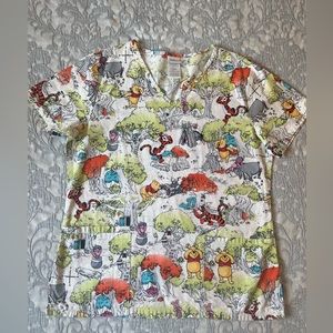 Disney scrub top- Winnie the Pooh (S)